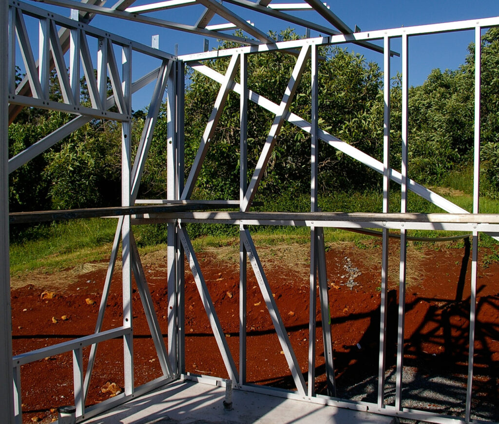 estructura de construcción steel frame o steel framing para una casa